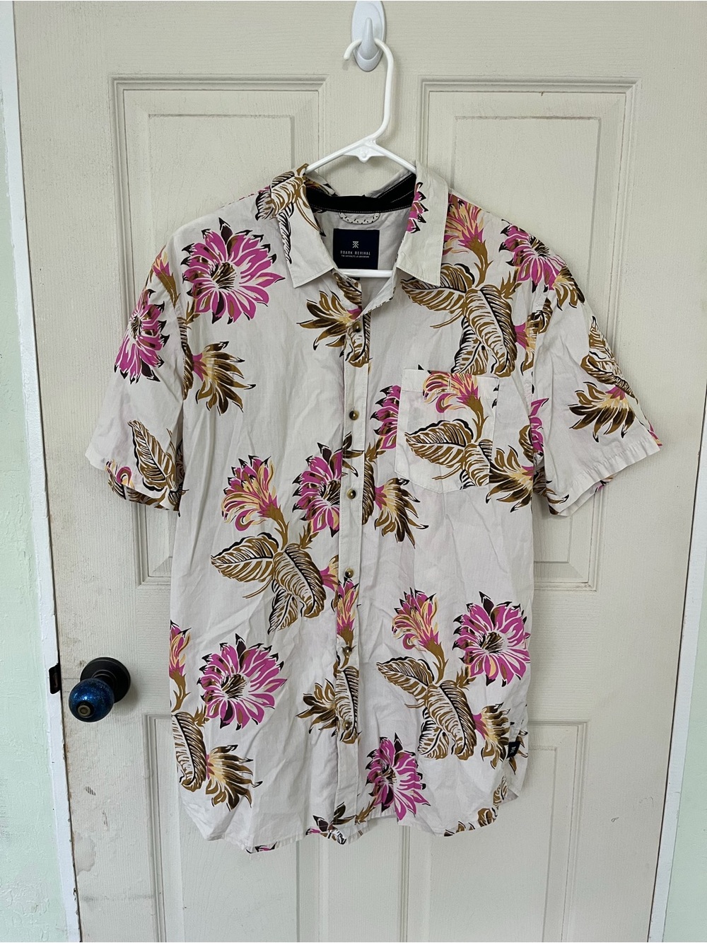 Roark Revival Shirt All Over Floral Abstract Print Mens Button Down XL